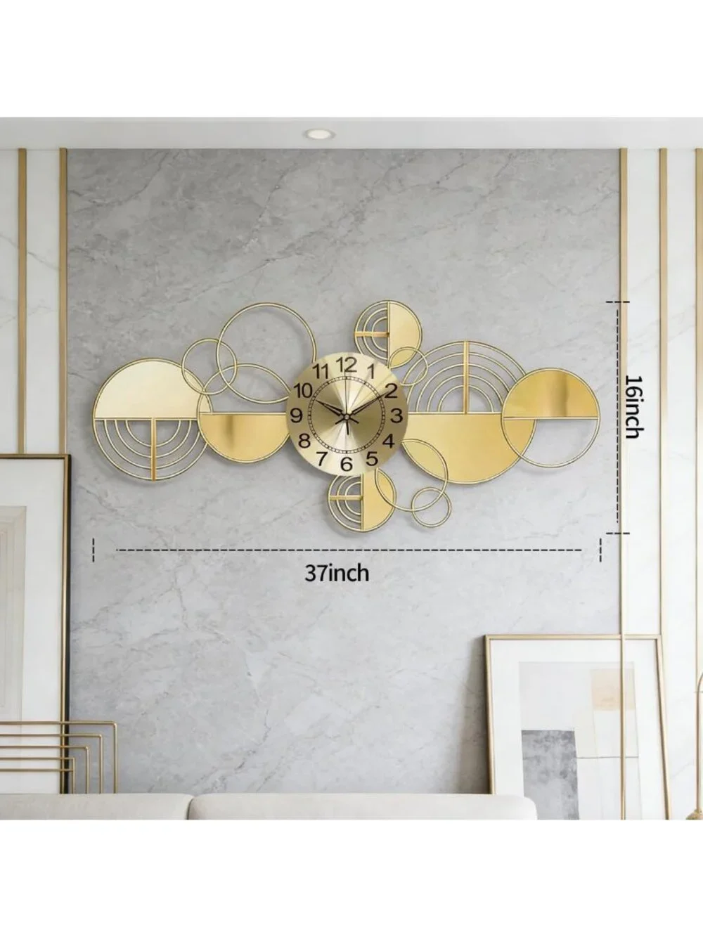 Oversized 3D Metal Wall Clock - Silent Non-Ticking Decorative Art for Home